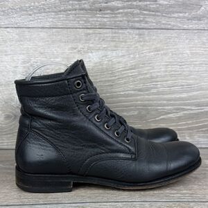 Frye Tyler Lace Up Women’s Sz 7B Black Leather Heeled 7-Eye Boots 71448-BLK